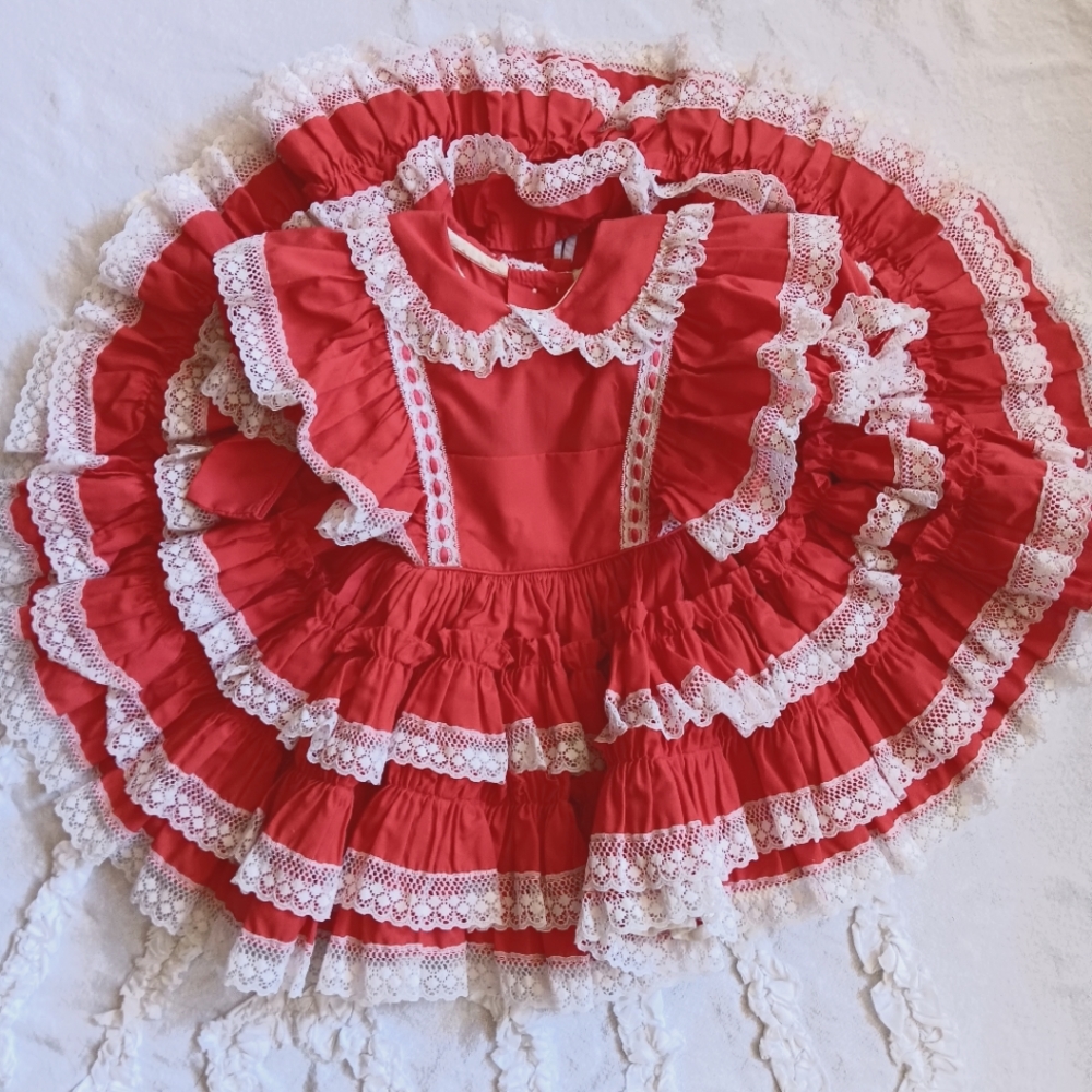 80s Kids Avenue Vintage Ruffle Full Circle Pageant Dress Baby / Toddler Size 1